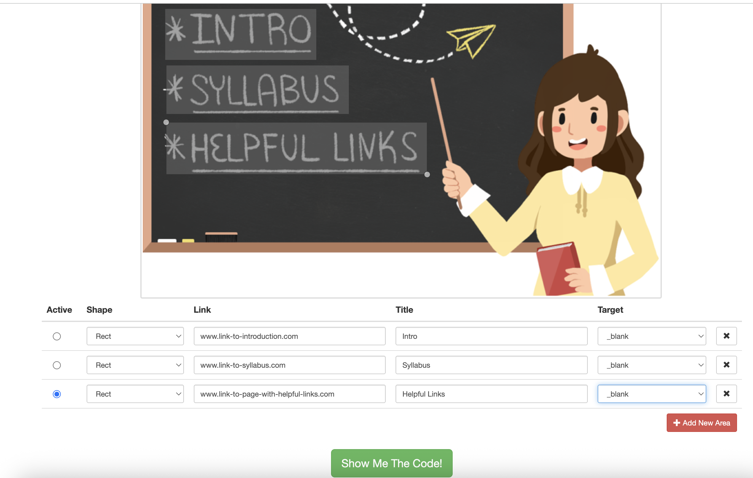 How to use the image map generator website.