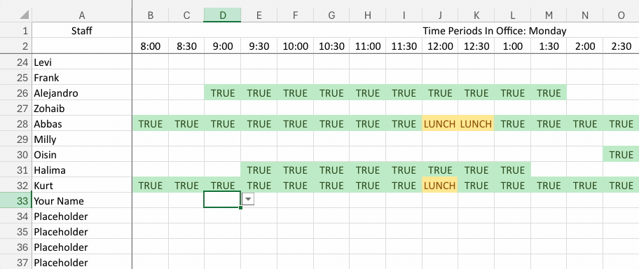 Indicating In-Office Times